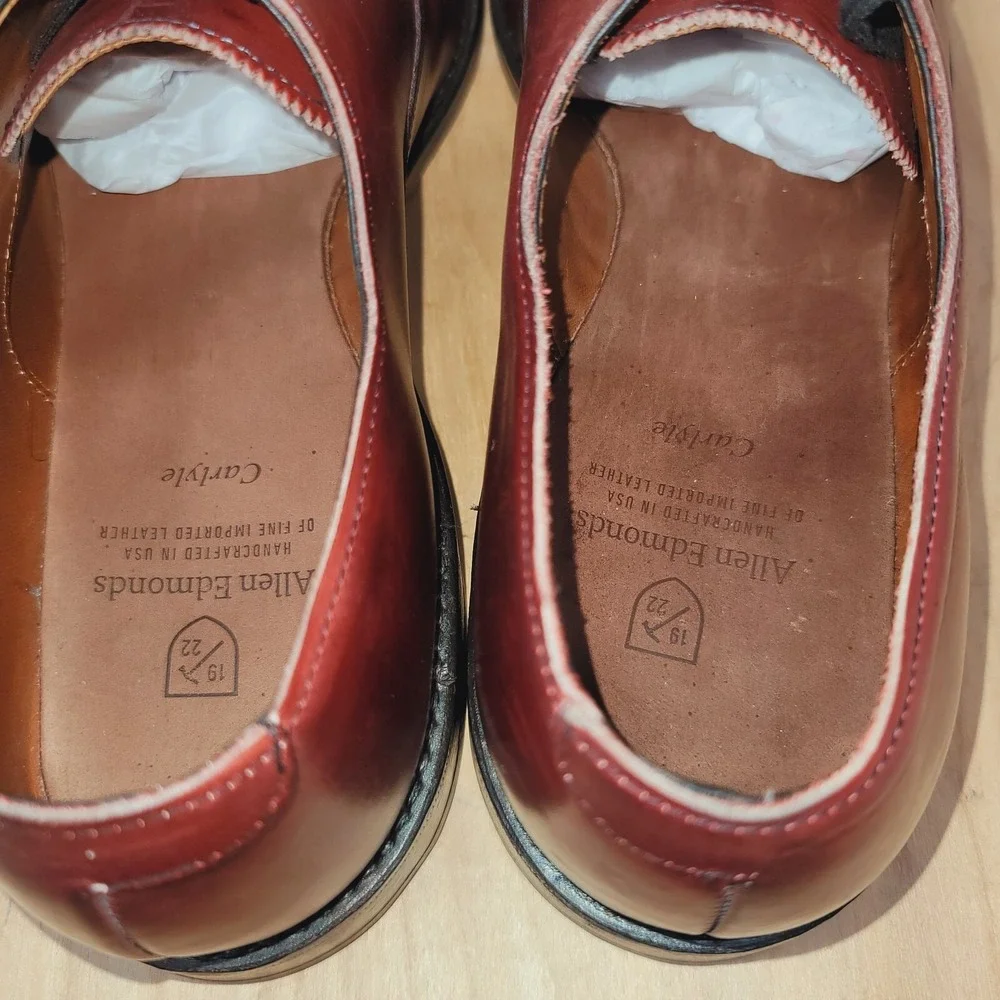 Allen Edmonds Carlyle Dress Shoes Men's Sz 11 B plain toe dark chili Dress Shoes